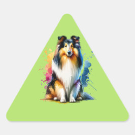 Adesivo Triangular Collie Dog