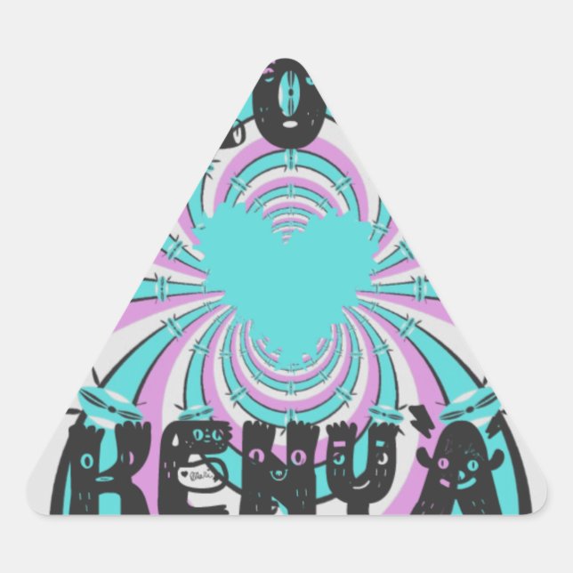 Adesivo Triangular Colorir Amor no Quênia: Puro Ciro Branco Engraçado (Frente)