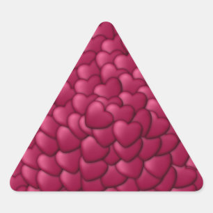 Adesivo Triangular Corações 3D Textura Vermelha Padrão-32322