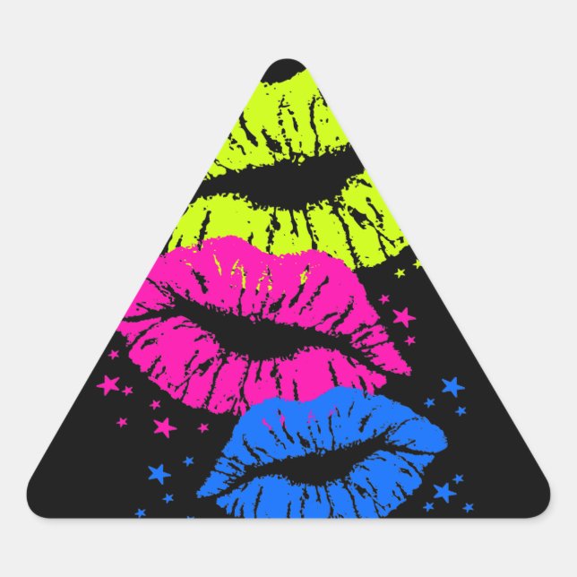 Adesivo Triangular Corey Tiger Lábios & Estrelas 80s (Frente)