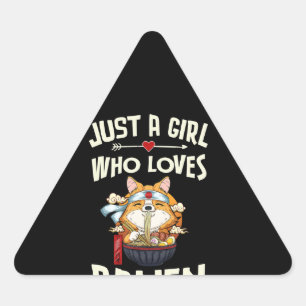 Adesivo Triangular Corgi Gift   Apenas uma garota que ama Ramen Kawai