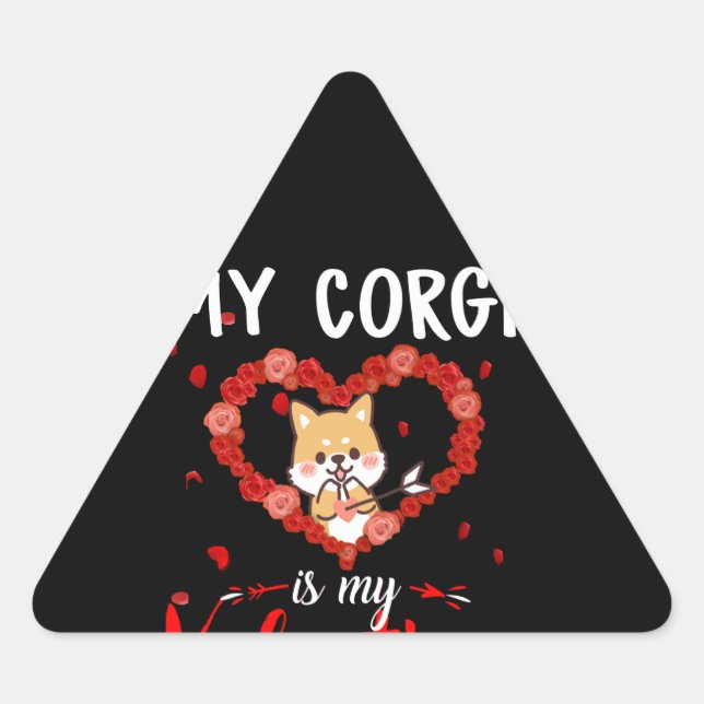 Adesivo Triangular Corgi Gift | Meu Namorados É Meu Corgi (Frente)