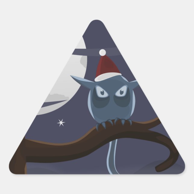Adesivo Triangular coruja de natal assustadora (Frente)