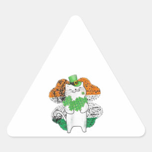 Adesivo Triangular Couve-De-Gato-Gato Com Dia de São Patrício De Ca