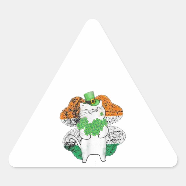 Adesivo Triangular Couve-De-Gato-Gato Com Dia de São Patrício De Cama (Frente)
