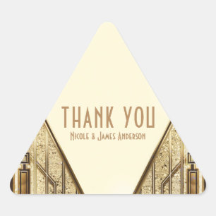 Adesivo Triangular Creme Marfim Dourado Anos 20 Art Déco Gatsby Glam
