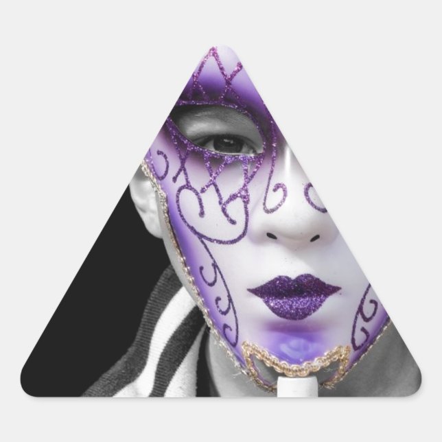 Adesivo Triangular Criança com máscara cerâmica roxa (Frente)