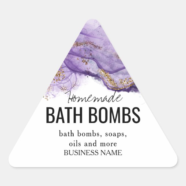 Adesivo Triangular Custom Bath Bomb Label Template – Editable Logo &  (Frente)