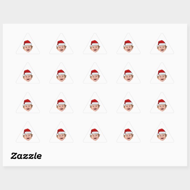 Adesivo Triangular Custom Santa Hat Stickers, Face Photo Christmas (Folha)