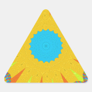 Adesivo Triangular Cyan e Dourada Mandala Art Impressão