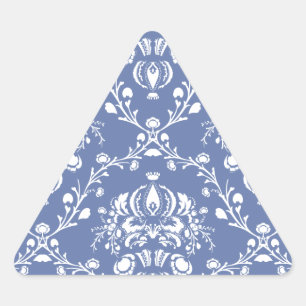 Adesivo Triangular Damasco Azul e Branco