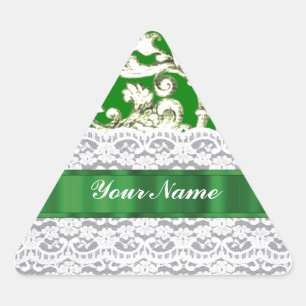 Adesivo Triangular Damasco floral verde