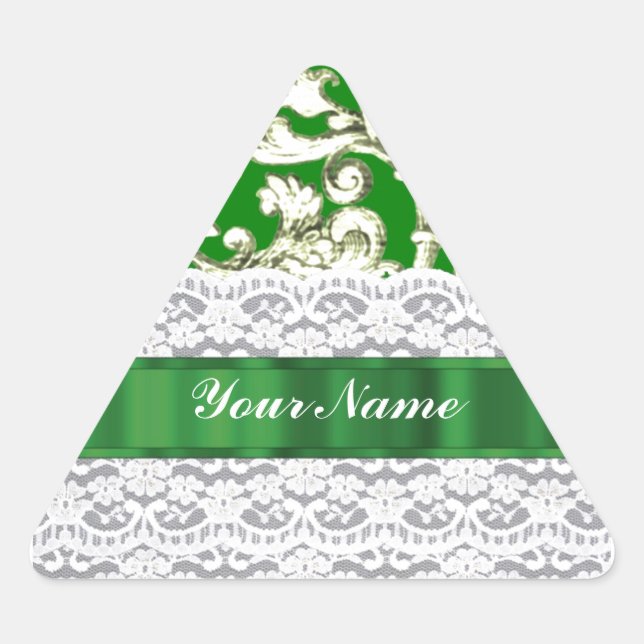 Adesivo Triangular Damasco floral verde (Frente)