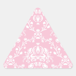 Adesivo Triangular Damasco Rosa e Branco