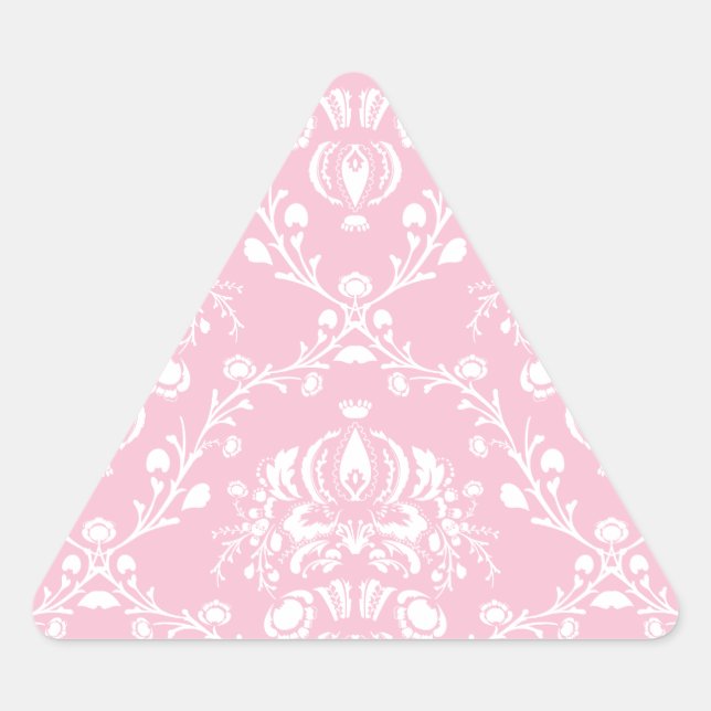 Adesivo Triangular Damasco Rosa e Branco (Frente)
