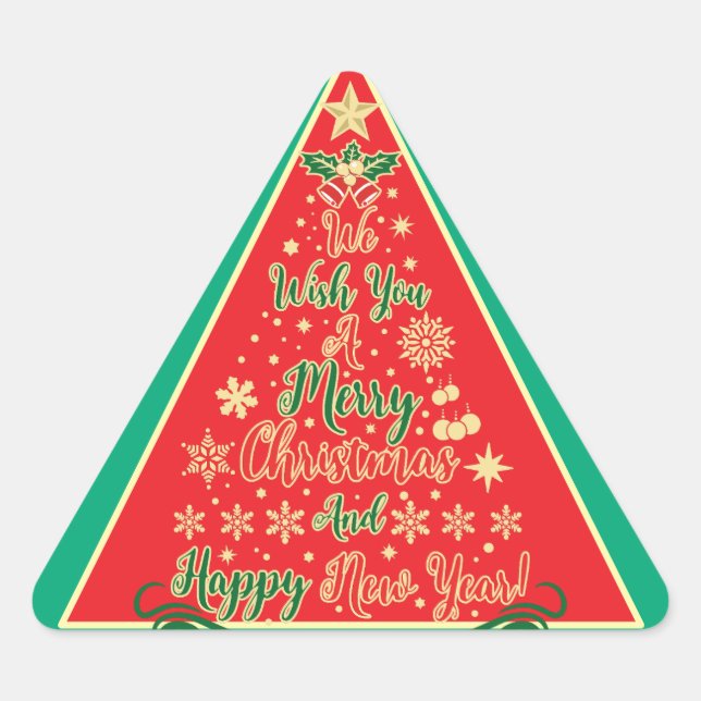 Adesivo Triangular Desejamos-Lhe Um Feliz Natal (Frente)