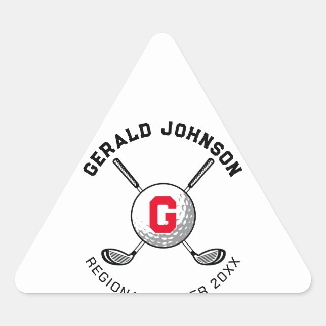 Adesivo Triangular Desenho de Monograma de Golfe Elegante Personaliza (Frente)