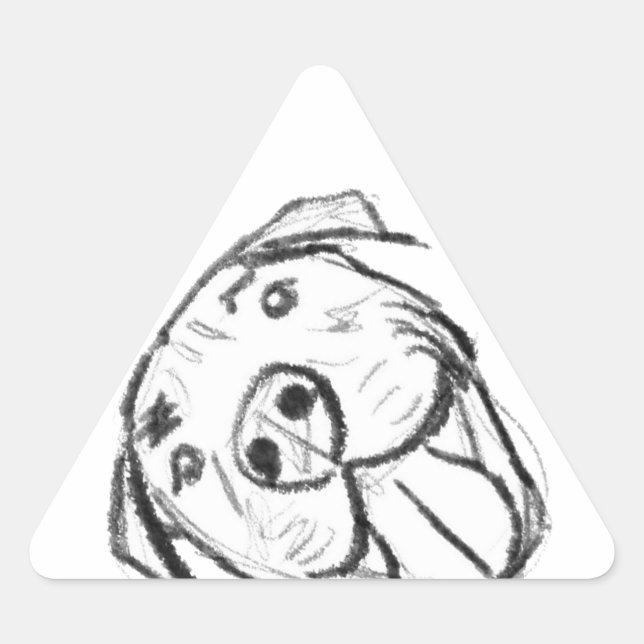 Adesivo Triangular desenho pitbull simples amantes de cães preto bran (Frente)