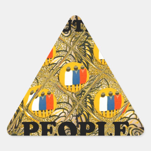 Adesivo Triangular Design de Arte Étnica Africana: Belas Pessoas (Frente)