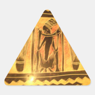 Adesivo Triangular Design de Arte Étnica da África ouro