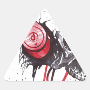 Adesivo Triangular Design de Crânio com Fones de Ouvido