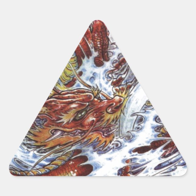 Adesivo Triangular Design de Tatuagem do Dragão Japonês (Frente)
