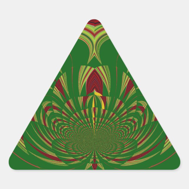Adesivo Triangular Design do Padrão Floral Verde-Étnico Africano (Frente)
