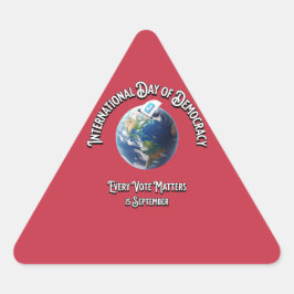 Adesivo Triangular Dia Internacional da Democracia. Cada Voto Conta.