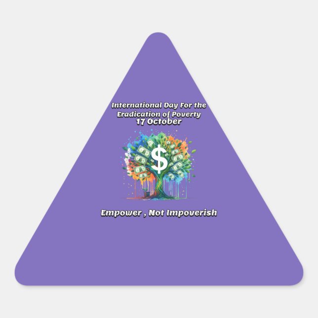 Adesivo Triangular Dia Internacional para a Erradicação da Pobreza. (Frente)