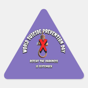 Adesivo Triangular Dia Mundial de Prevenção do Suicídio. Derrotar a E