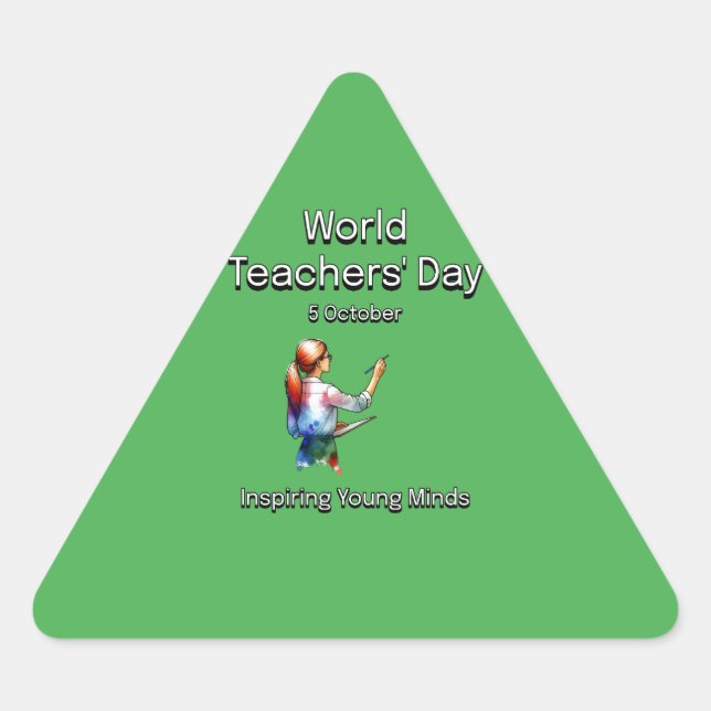 Adesivo Triangular Dia Mundial dos Professores. Mentes Jovens Inspira (Frente)