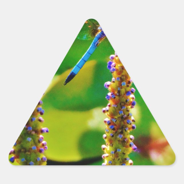 Adesivo Triangular Dragonfly azul e flores (Frente)