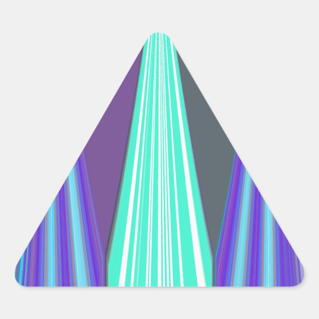 Adesivo Triangular Edgy Blue Purple Cyan Chevron Art Impressão (Frente)