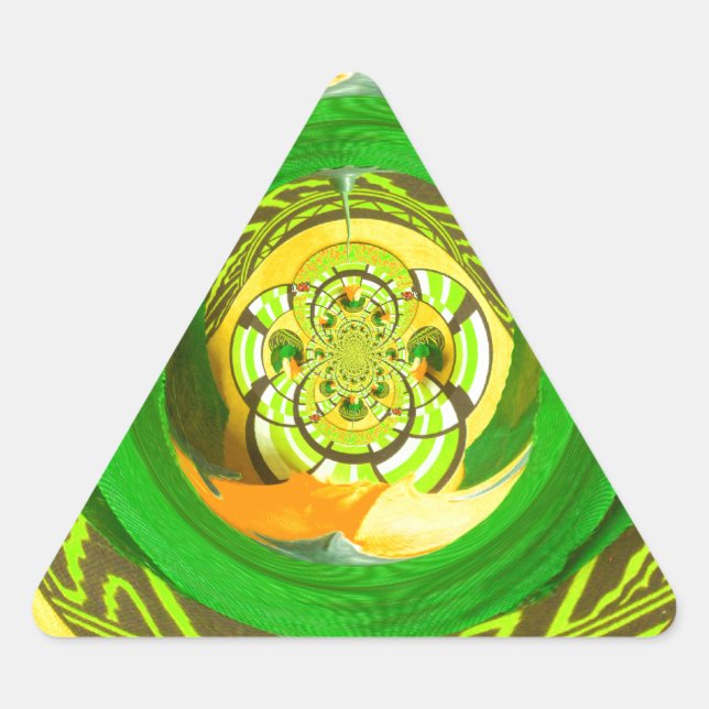 Adesivo Triangular Elegância ouro: Linda Arte Rosa Amarela Africana (Frente)