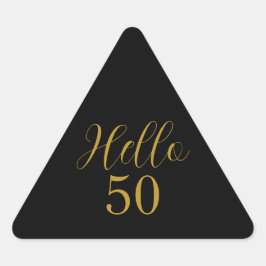 Adesivo Triangular Elegante 50º aniversário negro Dourado