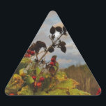 Adesivo Triangular Elegante Holly Christmas,<br><div class="desc">Elegante Holly Christmas,  azul sky Foto de Sandy Closs xmas Christmas holly,  berry,  "holly berry" "elegante natal" "flores de natal" "floral azul verde azul"</div>
