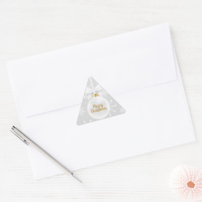 Adesivo Triangular Elegante Snowflake White Ornament Natal (Envelope)