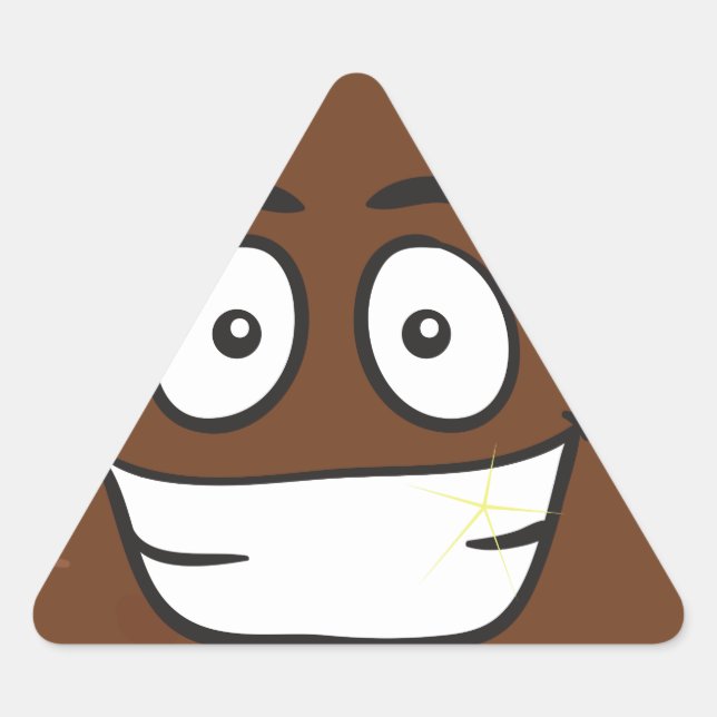 Adesivo Triangular emoji de cocô engraçado (Frente)