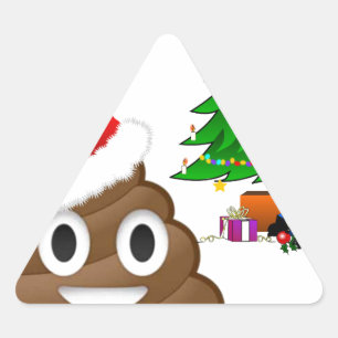 Adesivo Triangular emoji do poo do Natal