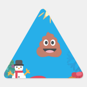 Adesivo Triangular emoji poop christmas