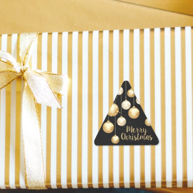 Adesivo Triangular Enfeites de natal Dourados em preto (Criador carregado)