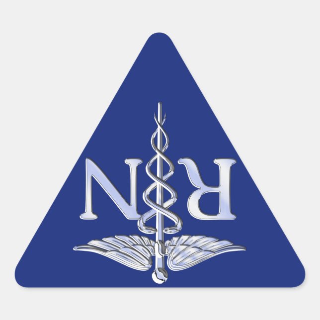 Adesivo Triangular Enfermeira registrada RN Silver Caduceus Marinho B (Frente)