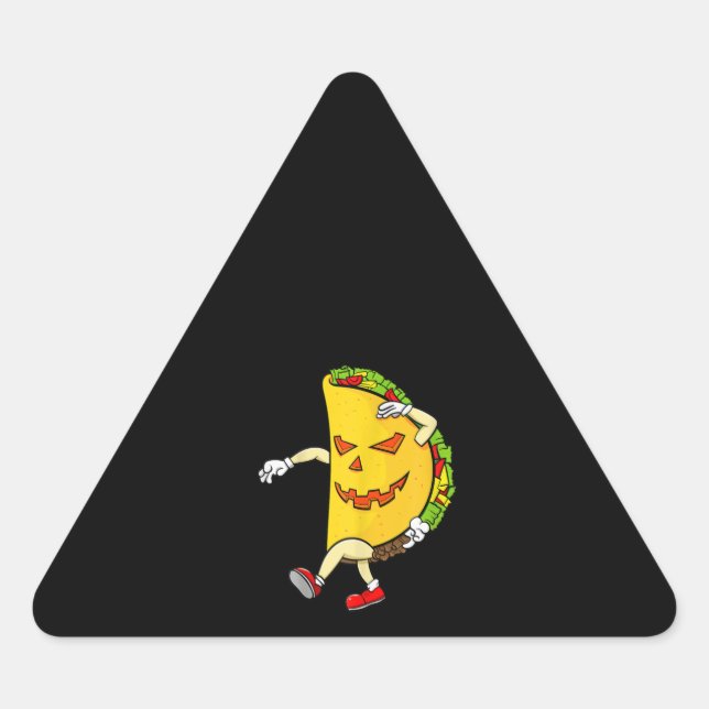 Adesivo Triangular Engraçado Pumpkin Halloween Taco (Frente)