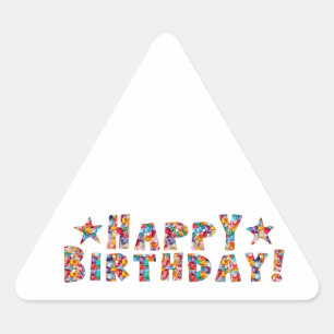 Adesivo Triangular Escrito elegante: FELIZ ANIVERSÁRIO