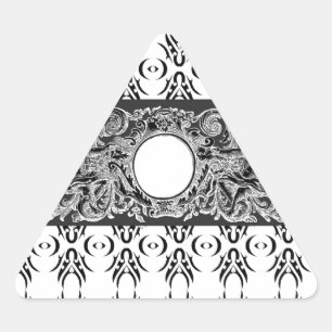 Adesivo Triangular Estilo branco-preto clássico Barroco para personal