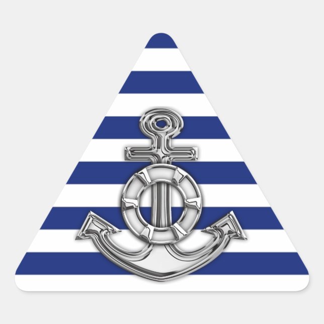 Adesivo Triangular Estilo Cromo Salva-vidas em faixas náuticas (Frente)