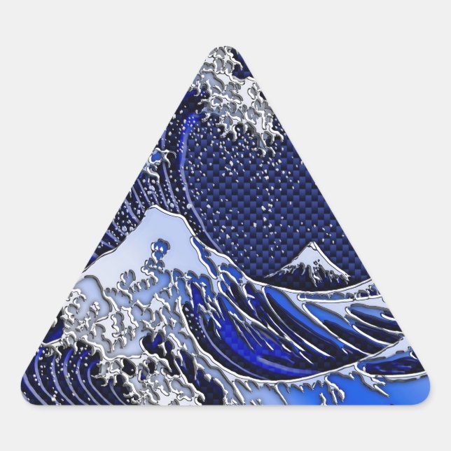 Adesivo Triangular Estilo de Fibra de Carbono de Onda Hokusai Excelen (Frente)