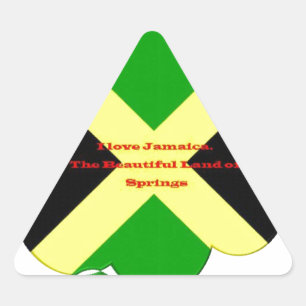 Adesivo Triangular Eu Amo Jamaica Texto na Impressão de Arte da Bande