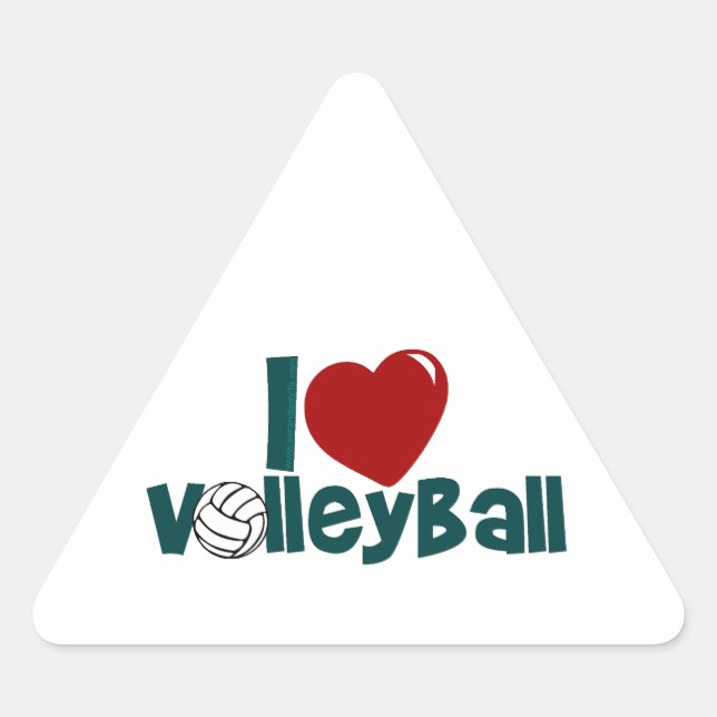 Adesivo Triangular Eu Amo Voleibol (Frente)