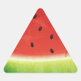 Adesivo Triangular Fatia gigante de melancia engraçada em aquarela fo